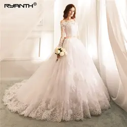 Ryanth халат де mariée Свадебные и Бальные платья кружева Vestidos де Novia Сексуальная роскошное платье с длинным рукавом невеста, свадебное платье