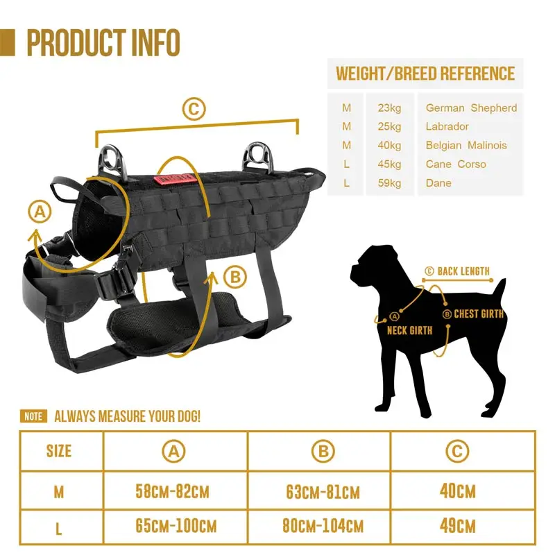 OneTigris тактический жилет для собак с Молле и захватными ручками, тренировочный жилет для обслуживания собаки, наслаждайтесь ходьбой собаки