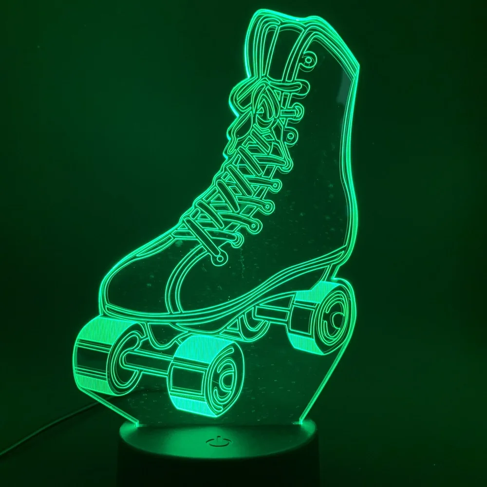 

Roller Skates 3d Led Night Light Touch Switch Color Changing for Home Room Decor Nightlight Kids Child Girl Bedside Desk Lamp