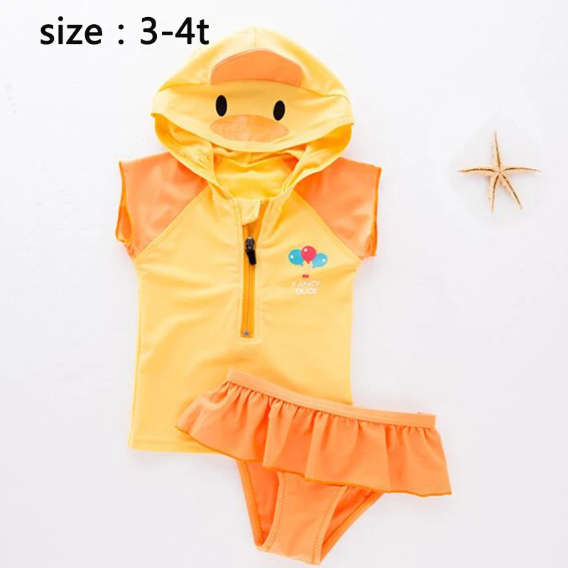 Для маленьких мальчиков купальники мультфильм животных пингвин лягушка утка кролика милые детские купальные костюмы Дети Купальник для плавания одежда - Цвет: yellow 4t