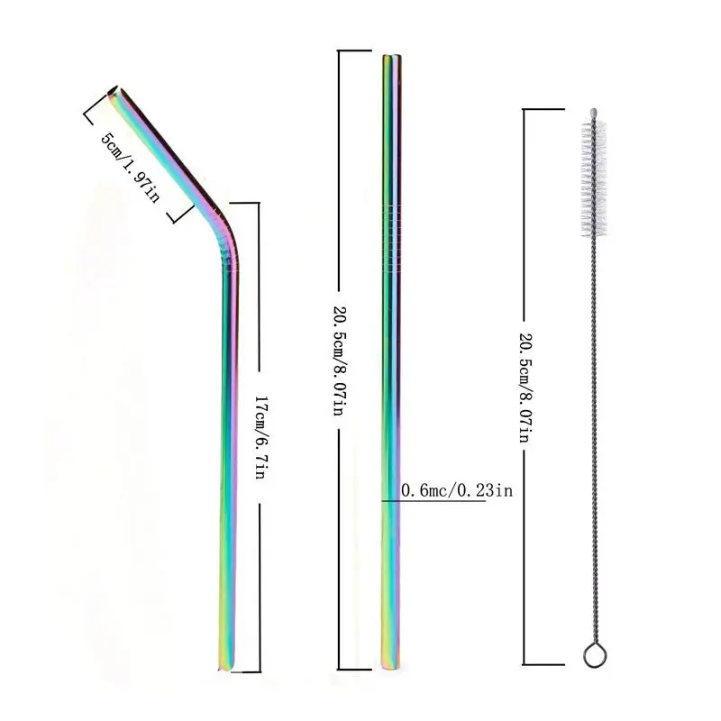 Соломинки из нержавеющей стали iridescence цвета подходит 20 унц. стакан, удлиненные многоразовые Ecofriendly