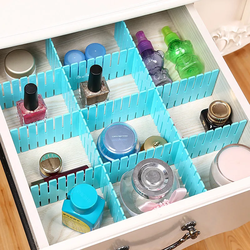 Plastic DIY Grid Storage Organizer Retractable Adjustable Drawer