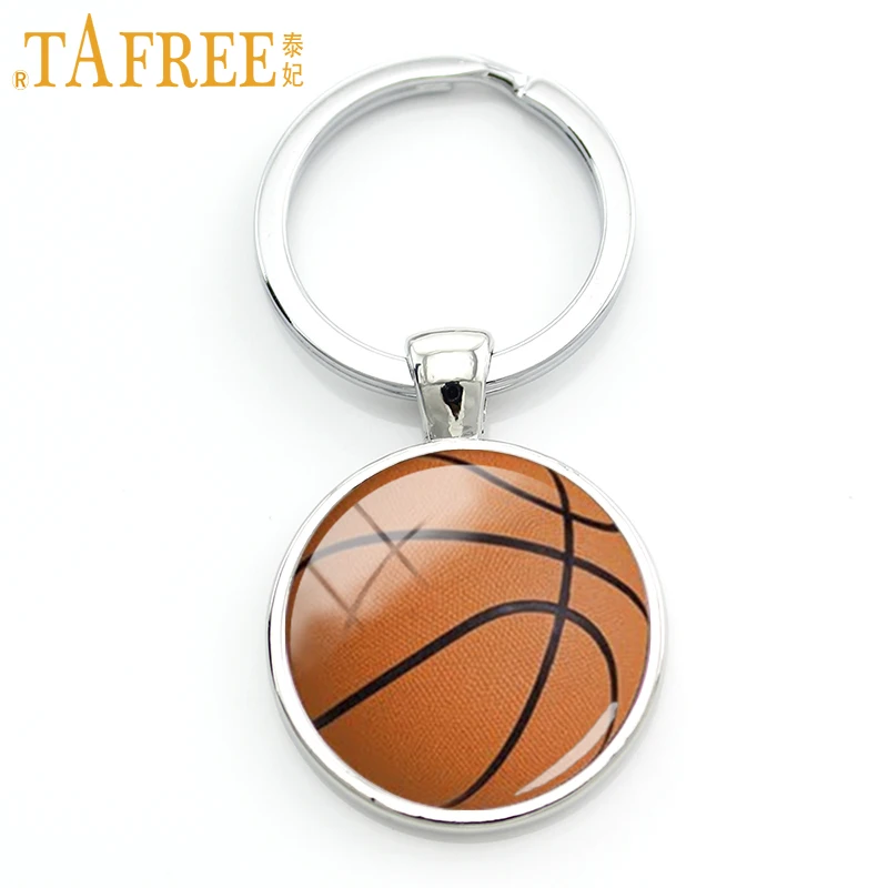 

Casual sports basketball key chain classic basketball picture print round glass alloy keychain sports events team gift KC253