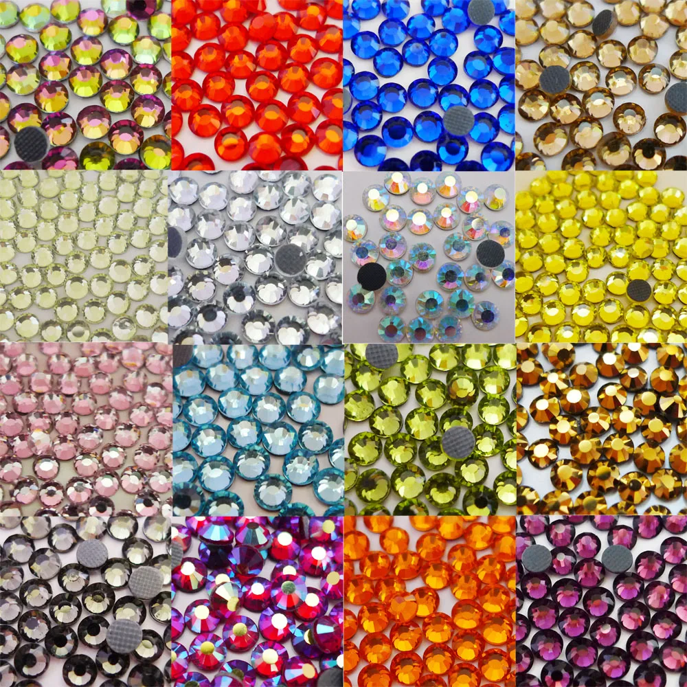 

16 colors AAA+ Grade 288pcs SS6(1.9~2.0mm) DMC HotFix Rhinestone Flatback Glass with glue Iron on Stone Clothing Decoration