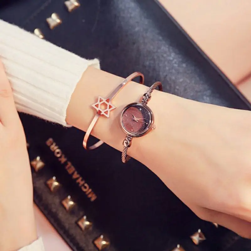

Luxury Women Bracelet Watches Rose Gold Starry Sky Bangle Watch Fashion for Women Dress Clock Female Wristwatch Relogio Feminino