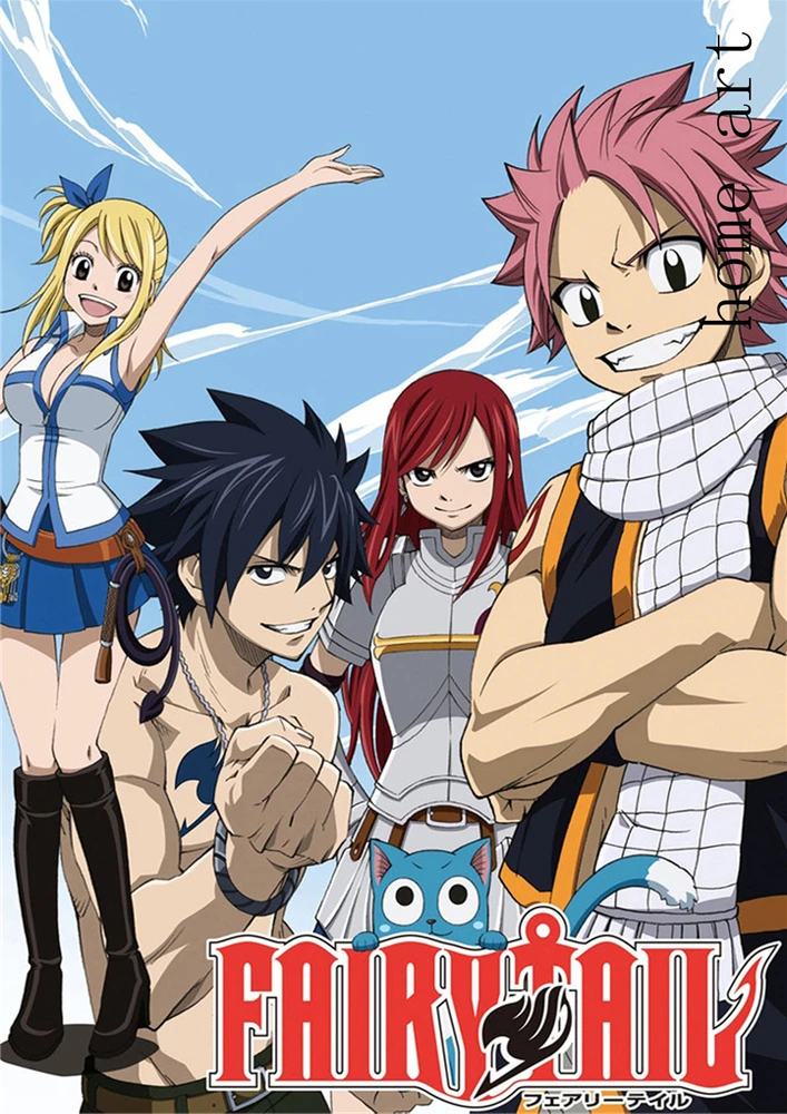 Fairy Tail Плакаты аниме стены наклейки с белым покрытием Бумага принты Высокое разрешение украшения дома гостиная Спальня