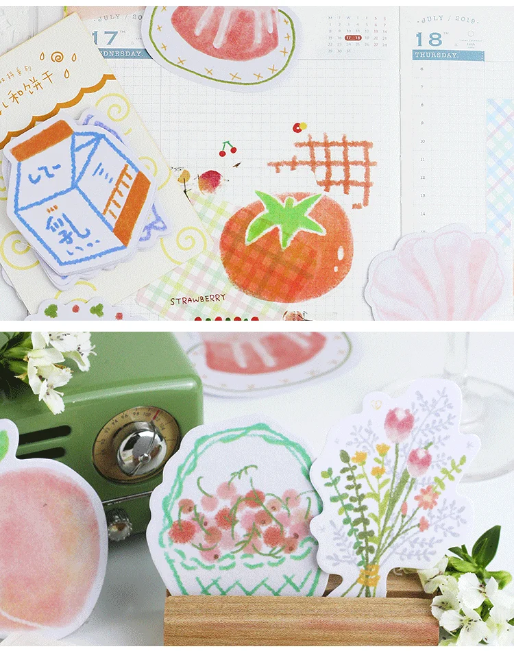 30 Sheets/pack Japanese Milk Fruits Food Bouquet memo pad planner sticky note paper sticker kawaii stationery pepalaria office