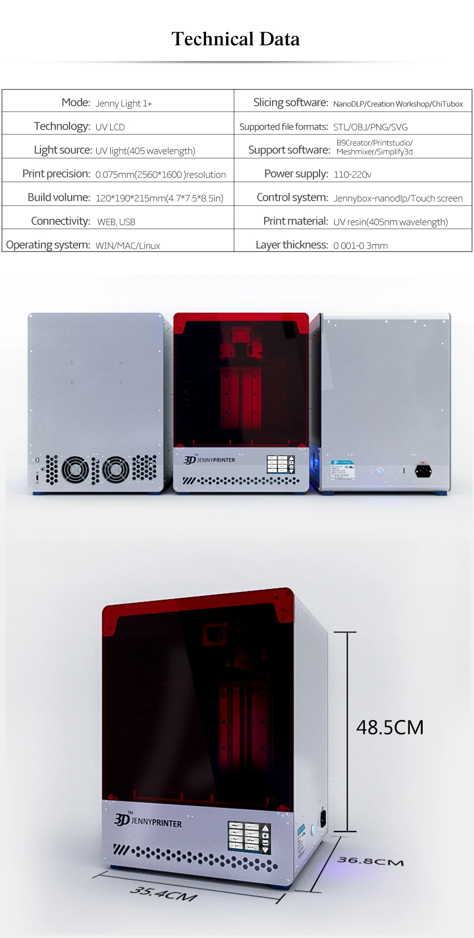 printer принтер lightlight1+ большой сенсорный экран УФ Смола lcd 3d Принтер вода моющийся Rein 500 мл