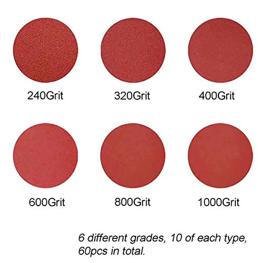 Диаметр 12,5 см 8 отверстий шлифовальные диски 60 шт. 40 60 80 100 180 240 наждачной бумагой пакет в ассортименте разные ручная плоскошлифовальная машина крюк