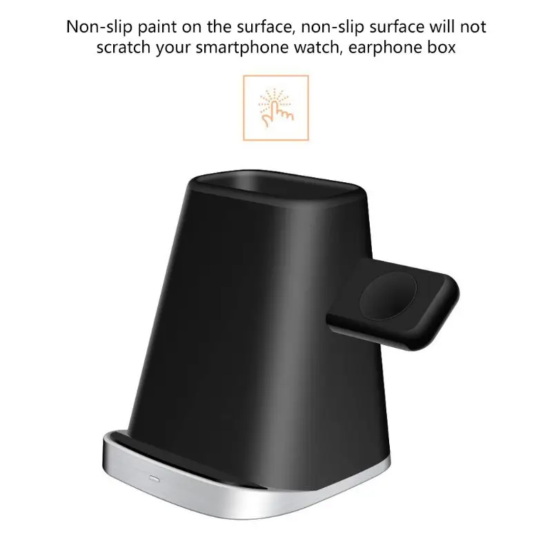 

Double Coils Qi Wireless Fast Charger Charging Dock for iPhone 8/X/AirPods / Apple iWatch Series Desktop Accessories