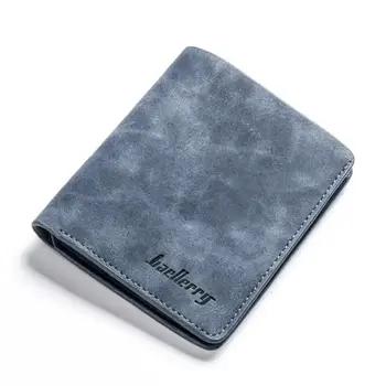 

PinShang Men Retro Frosted PU Wallet Two Folding Male Purse Credit Card Holder Solid Color Short Wallet ZK30