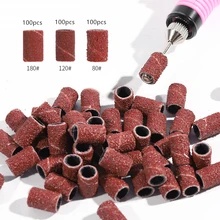 100pcs Nail Art Tool Sand Ring For Electric Machine Drill Nail Drill Bits File For UV Gel Polish Acrylic Remover 80»/120»/180″