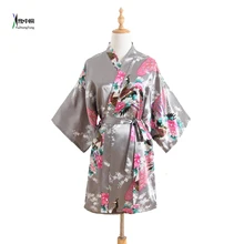Шелковые свадебные халаты высокого качества неглиже Новые халаты для женщин пижамы кимоно халат в цветочек MYSD0612