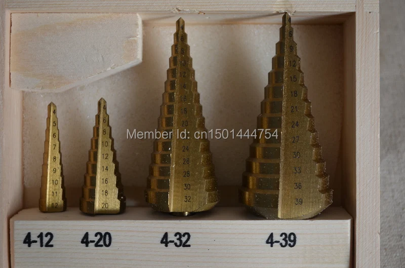 

New 4pc HSS Step Drill Bit Titanium Coated drill Metal drilling 4-12,4-20,4-32,4-39mmmm