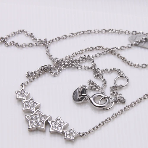 

Bella Fashion 925 Sterling Silver Shining Star Bridal Necklace Cubic Zircon Pendant Necklace For Wedding Party Jewelry Gift