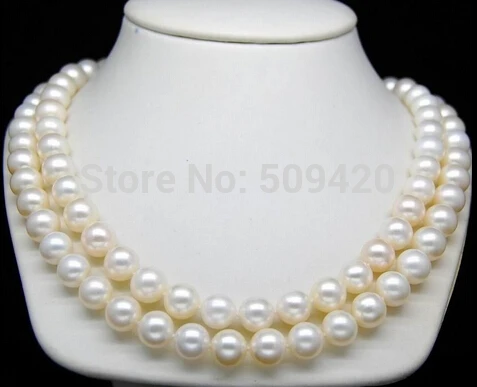 

Free Shipping Highest Grade 14K YG Natural 9-10mm AAA+ white Round pearl necklaces 17"18