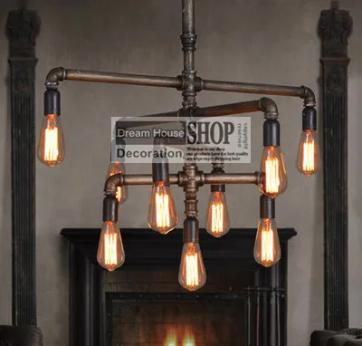 Water Pipe Lamps Black Or Br Finished 110v 220v E27 9 Water Pipe Lamps Black Or Br Finished 110v 220v E27 9 Arm Iron Chandelier