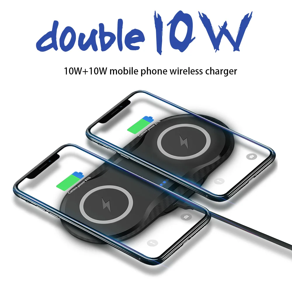 

FDGAO 2 in 1 Double Seat Wireless Charger Pad 10W Fast Charging for iPhone X XS MAX 8 plus For Samsung S10 S9 S8 Desktop Charger