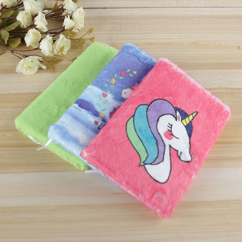 

1Pcs Cartoon Colorful Unicorn Plush Notebooks Portable Diary Planner Notepad Escolar Papelaria Stationery