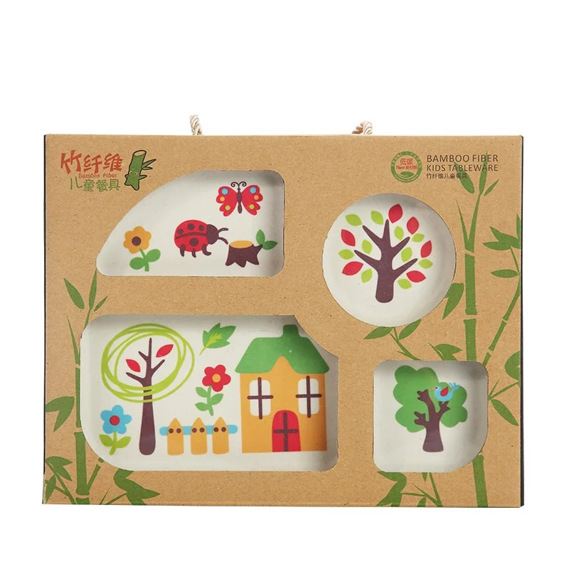 Мультипликационная форма автомобиля детская посуда бамбуковые безопасные блюда для кормления ребенка подарок для детей миски T0053 - Цвет: family
