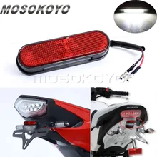EMAEK E9 Red Reflector LED License Plate Light White Tail Brake Lamp for Kawasaki Z750 Z800 Z900 Yamaha YZF Suzuki Honda