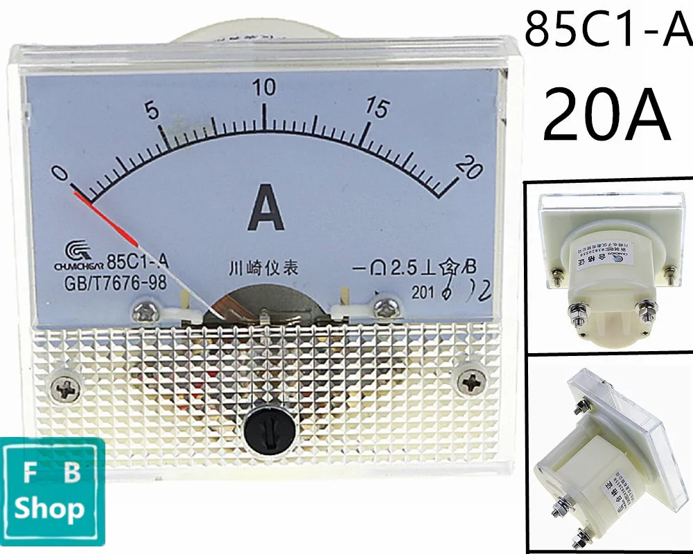 1 шт. 85C1-A 20A DC Аналоговый счетчик Панель Ампер ток амперметры 85C1 0-20A датчик