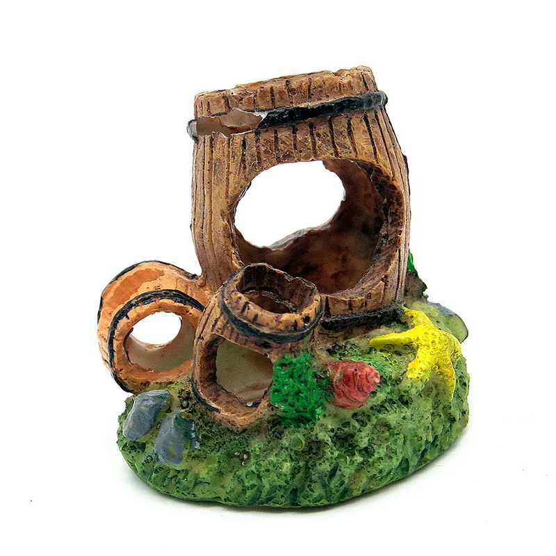Resin Aquarium Fish Tank Artificial Barrel Resin Ornament Cave