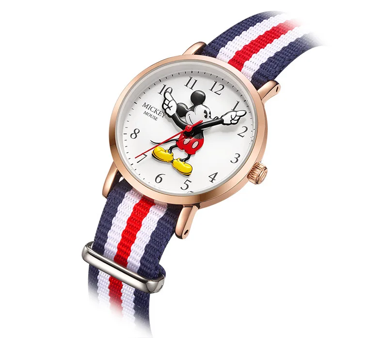 Disney бренд Микки Маус детские для мальчиков и девочек Наручные часы кварцевые Холст Водонепроницаемый мальчик девочка студент часы