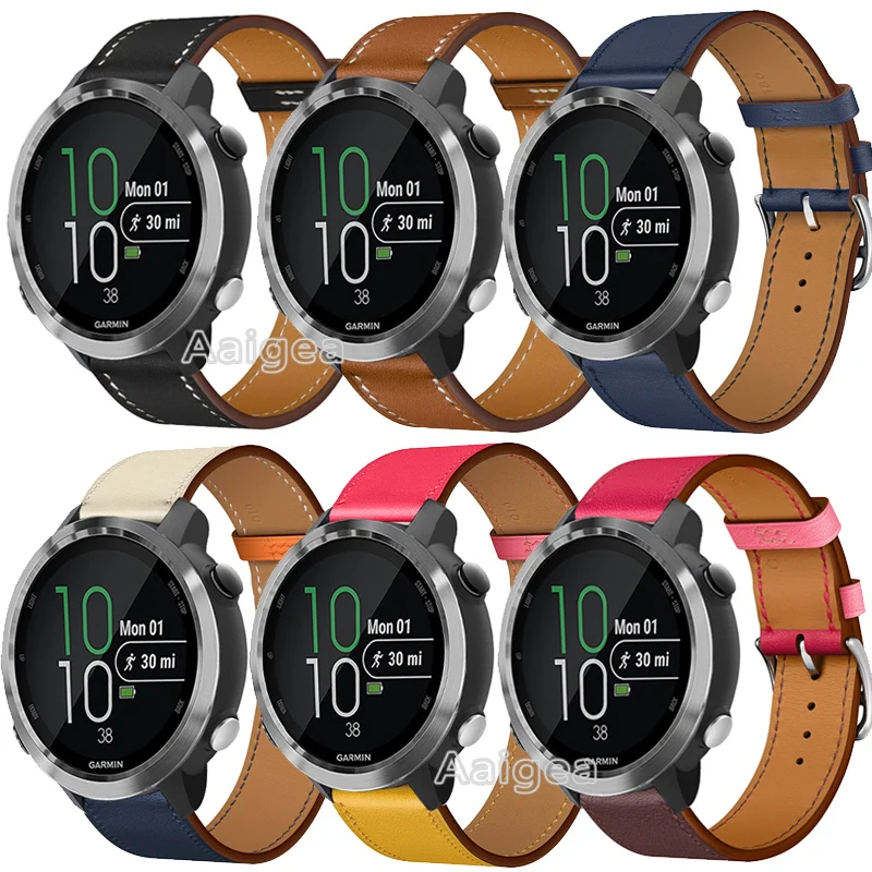 Ремешок из натуральной кожи для наручных часов Garmin Forerunner 645 музыкальный цветной