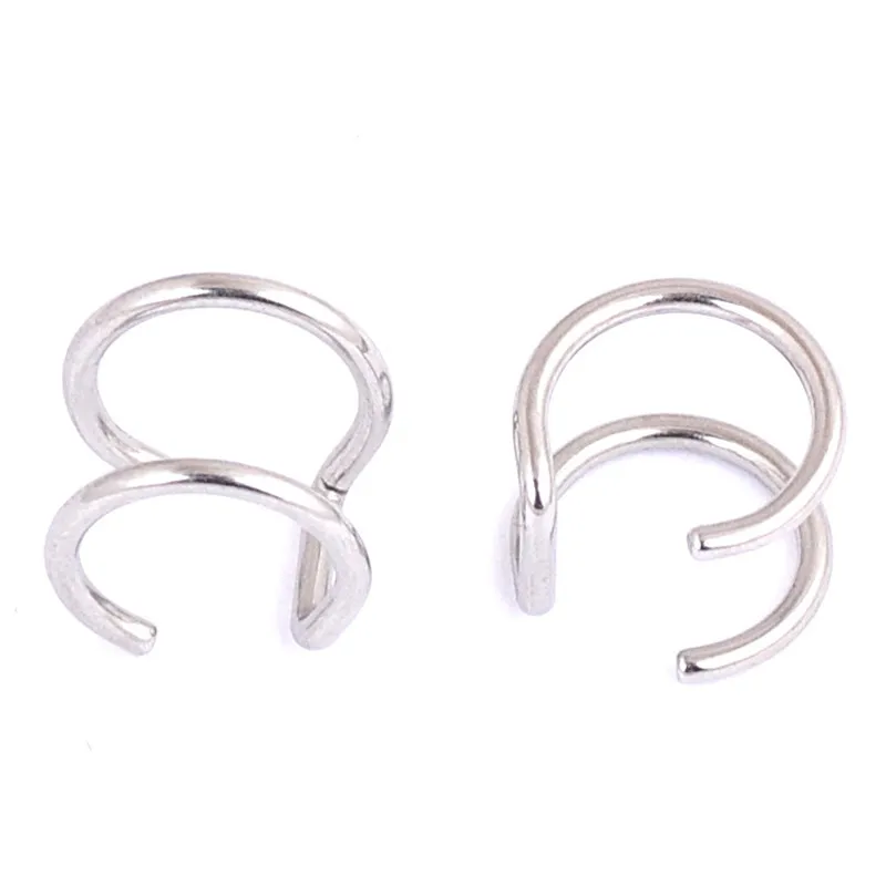 Простой уникальная, из нержавеющей стали, earcuff titanium стали u-образной формы Двухслойное кольцо зажим для носа клипса для губы - Окраска металла: 10