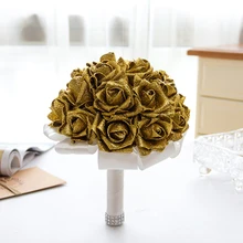 Блестящий цветок пены Свадебные букеты хрустальные розы цветы Свадебные букеты ручной работы подружки невесты Свадебные аксессуары de mariage