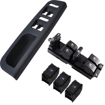 

Qty 5 TUKE OEM Fenetre Du Pilote Maitre Commutateurs Chrome+black master switch bracket sets Pour VW Passat B5 Bora Golf Mk4