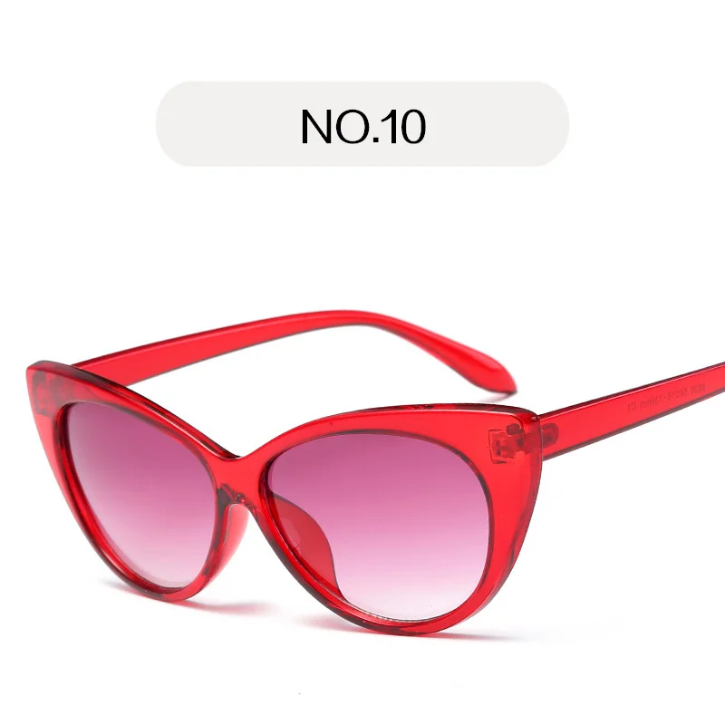 YOOSKE, модные, очаровательные, кошачий глаз, солнцезащитные очки, женские, прозрачные линзы, Ретро стиль, солнцезащитные очки, оправа, кривой дизайн, Кэти Холмс, очки - Цвет линз: NO 10