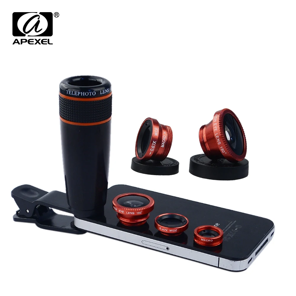 imágenes para APEXEL Universal Kit 12X Teleobjetivo + Lente Gran Angular de Teléfono con Cámara de Lente y macro + ojo de pez lente ojo de pez para iphone 6 7 xiaomi 12X85 imágenes para APEXEL Universal Kit 12X Teleobjetivo + Lente Gran Angular de Teléfono con Cámara de Lente y macro + ojo de pez lente ojo de pez para iphone 6 7 xiaomi 12X85