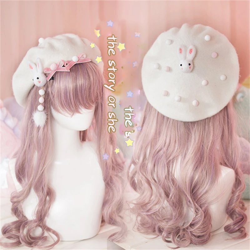 

Sweet Lolita Cute Rabbit Venonat French Beret Japanese Handwork Women's Classic Wool Felt Painter Hat 4 Colors Girls