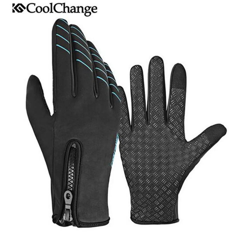 

CoolChange MTB Bike Full Finger Gloves Winter Warm Windproof Outdoor Sports Touch Screen Cycling Gloves Anti-Slip Gloves