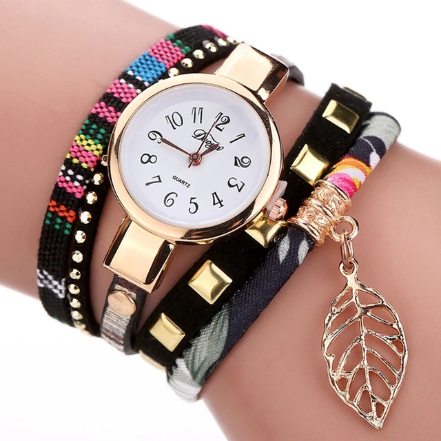 Duoya 2017 Fashion Ladies Watches Women Luxury Leaf Fabric Gold Wrist For Women Duoya 2017 Fashion Ladies Watches Women Luxury Leaf Fabric Gold Wrist For Women