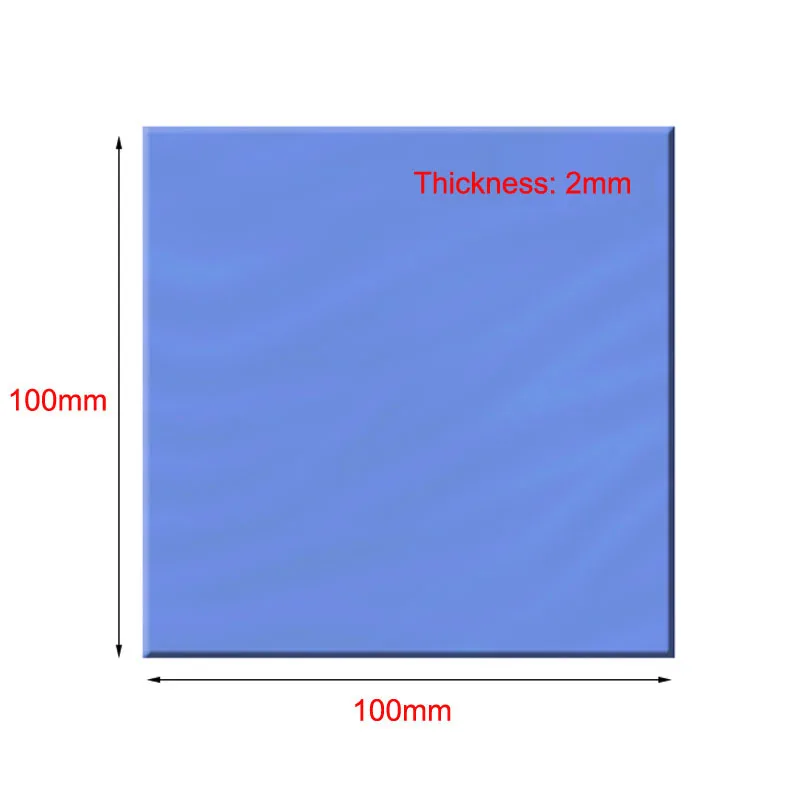 1 шт 100*100 мм 6 Вт/м-к термопрокладки силиконовые охлаждающие для GPU cpu IC ремонт мобильного ноутбука компьютера и т. Д - Цвет: Thickness 2mm