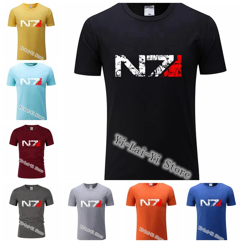 

Games N7 Mass Effect 3 T Shirt Men Systems Alliance Military Emblem Game TShirts Tee T-Shirt Cotton Men TShirt