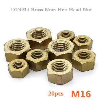 

20pcs/lot DIN934 M16 Brass Nuts Hexagon Head Nut Hex Nuts Metric