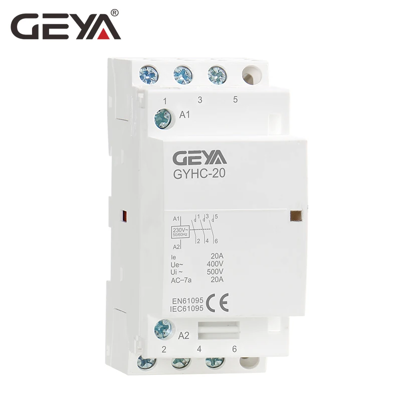 

Free Shipping GEYA 3P 20A 3NO Household AC Contactor DIN Rail Type Coil AC220V Automatic