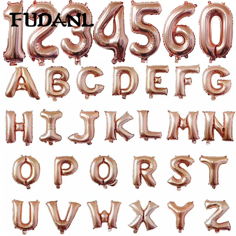 

16 32inch Rose Gold Number Letter Balloons Birthday Party Wedding Decor Wedding Alphabet Balloon Anniversary Party Air Globos