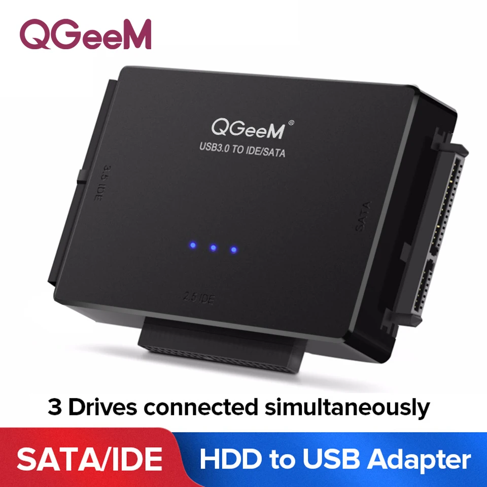 

QGeeM SATA to USB 3.0 IDE Adapter USB2.0 Sata Cable for 2.5 3.5 SATA IDE Hard Disk Drive Adapter USB C OTG HDD SSD USB Converter