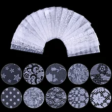 20 шт белый кружевной набор фольги для ногтей 4*20 см цветок Звезда Сердце Звездная огранка в кусочках маникюр ногтей переводная наклейка