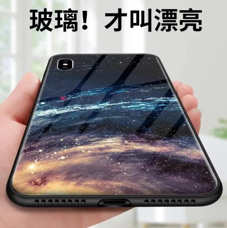 С космическим звездным принтом чехол из закаленного стекла для Iphone X XR XS Max 8 7 Plus 6 6S