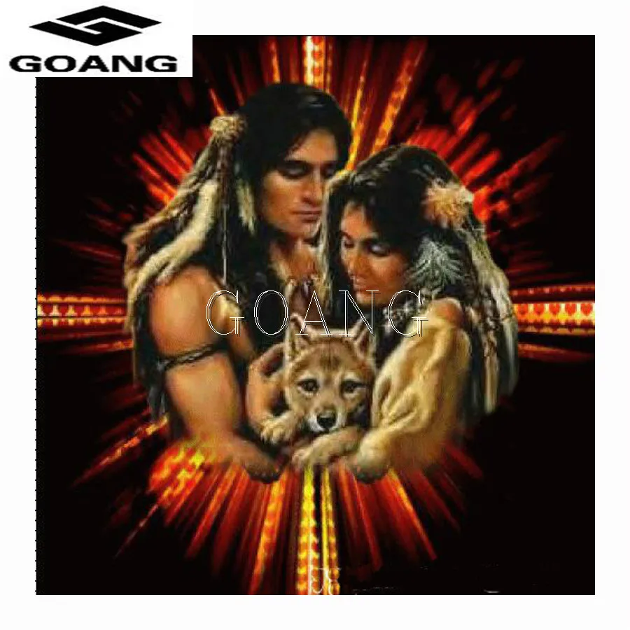

GOANG DIY diamond embroidery,3D diamond painting,Diamonds mosaic,Rhinestones Indian couple and Wolf cross stitch,Christmas decor