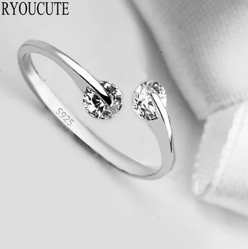 

New Fashion Silver Color Cubic Zirconia Rings for Women Adjustable Size Crystal Rings Girls Gifts