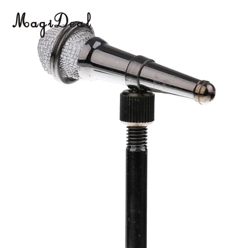 1/6 Scale Miniature Copper Adjustable Height Microphone Model with Stand and Box for Dolls Accessory Children Kids Toy