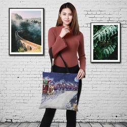 CROWDALE Merry Christmas Women bag Christmas gift bag Large Linen Double-side printing Shopping bags Shoulder bag 43cm*43cm CROWDALE Merry Christmas Women bag Christmas gift bag Large Linen Double-side printing Shopping bags Shoulder bag 43cm*43cm