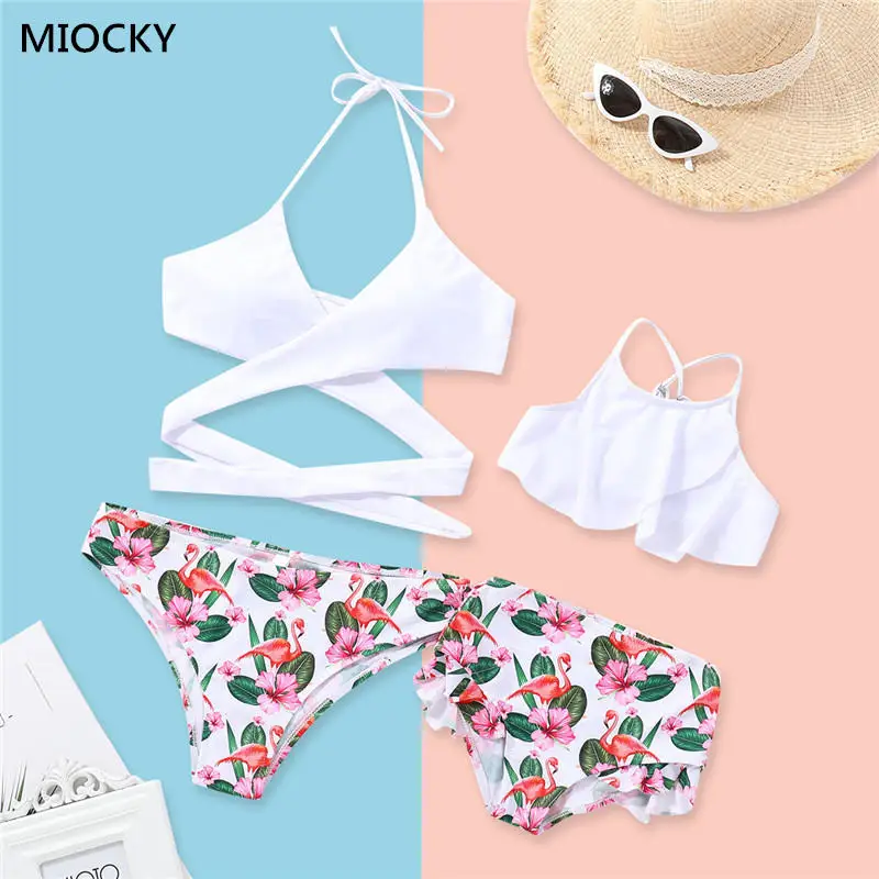 

Family Matching Swimsuit Mother Daughter Kids Baby Women Girls Bikini Swimwear 2019 Mother And Daughter Clothes Sleeveless E076
